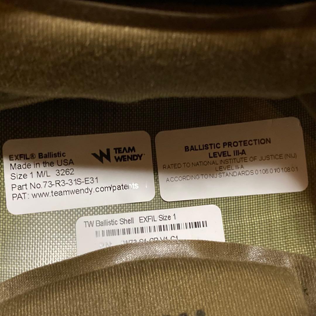 Team Wendy EXFIL Ballistic Size 1 M/L 実物