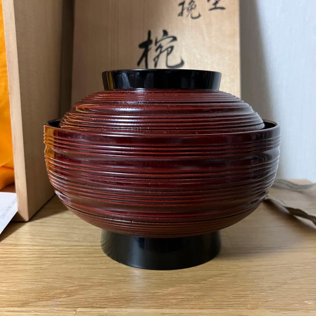 輪島塗 大雅堂謹製 乱れ挽 大椀5客 雑煮椀/丼椀/麺椀/煮物椀 漆器