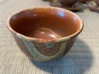 織部焼「織部流し」　（茶菓揃　彩堂窯彩杢作）