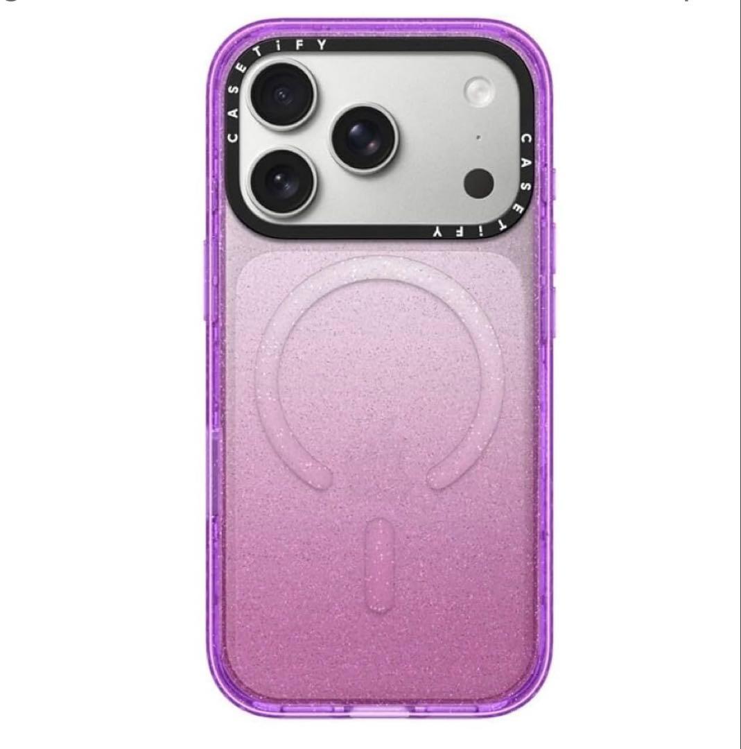 CASETiFY インパクト iPhone 17 Pro ケース グリッター 紫