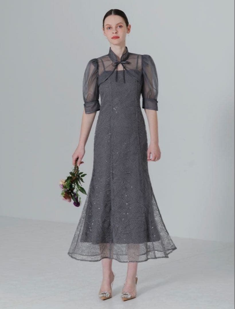 leja スパンコールボタニカルマーメイドボレロ2WAYワンピースドレス