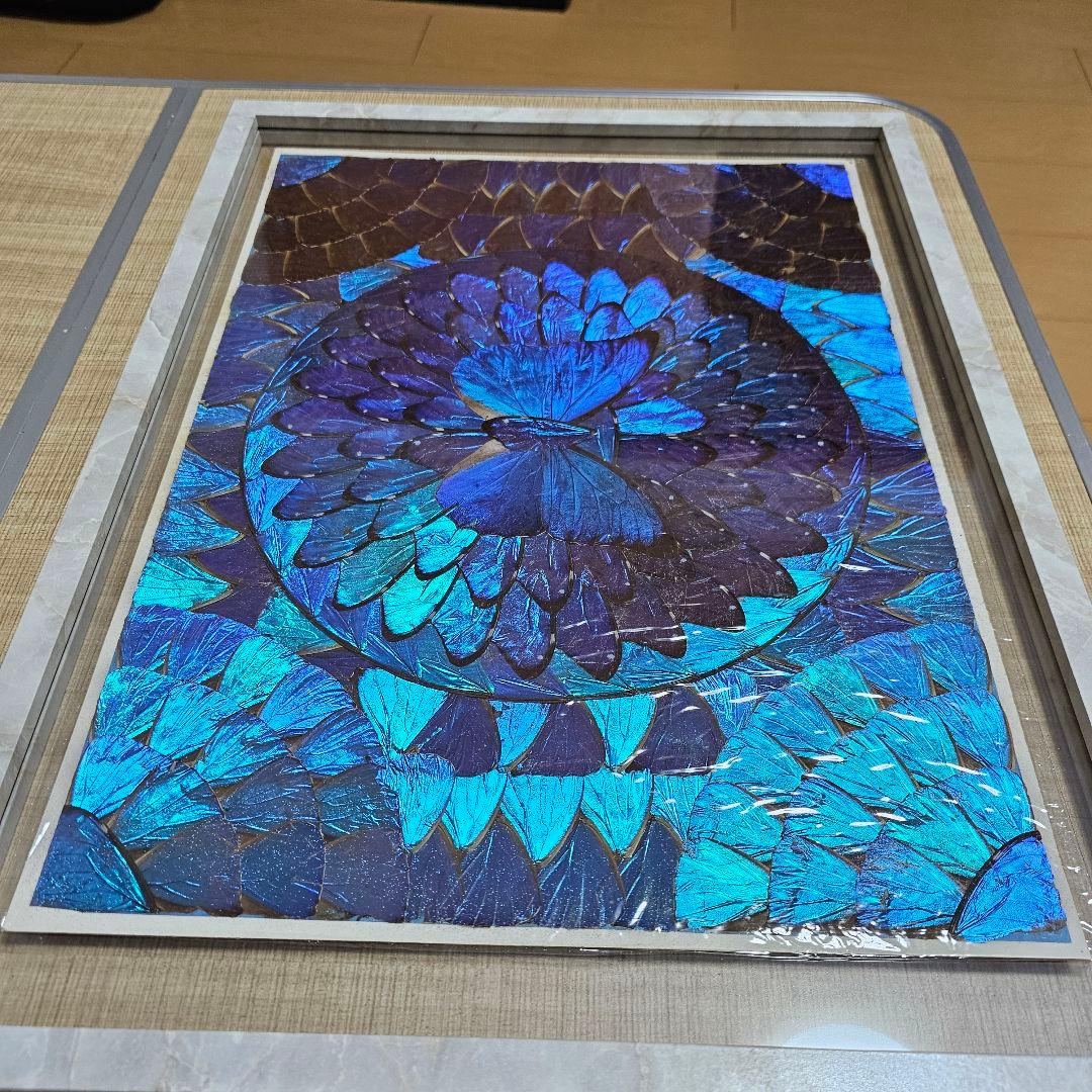幻想的なブルーバタフライアート 額縁付き インテ リア 壁掛け装飾品