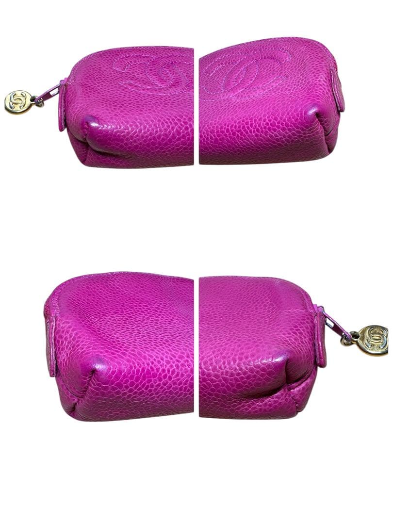 シャネル　ピンク　ケース　ミニ財布　デカココ　キャビアスキン　正規品