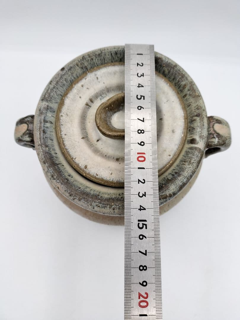 b521 【未使用】水指 萩 窯変 耳付 岡田裕 木箱 茶道具 古物