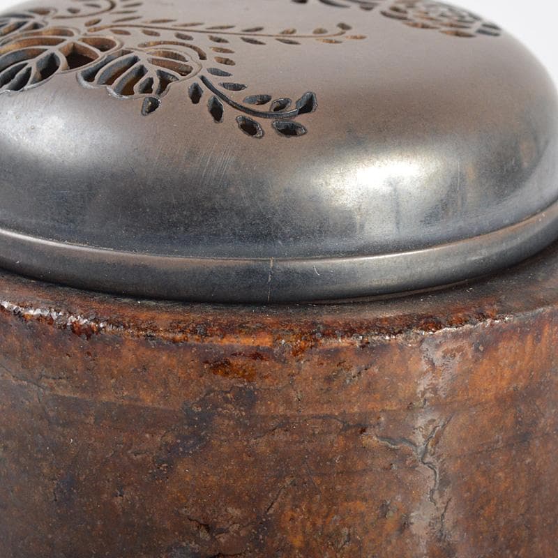 teru 茶道具　瀬戸焼　古瀬戸　香炉　銀火屋　時代箱　M　R4280