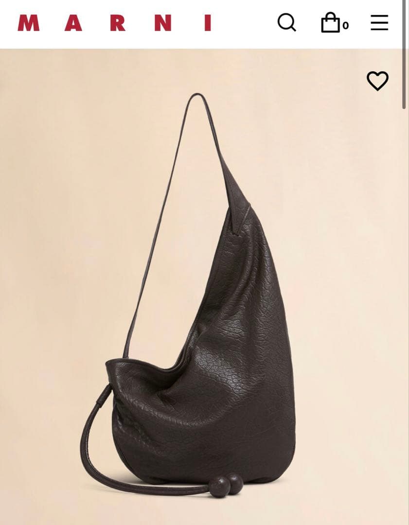 【ステファン】MARNI ナッパレザー スモールホーボーバッグ　ブラウン