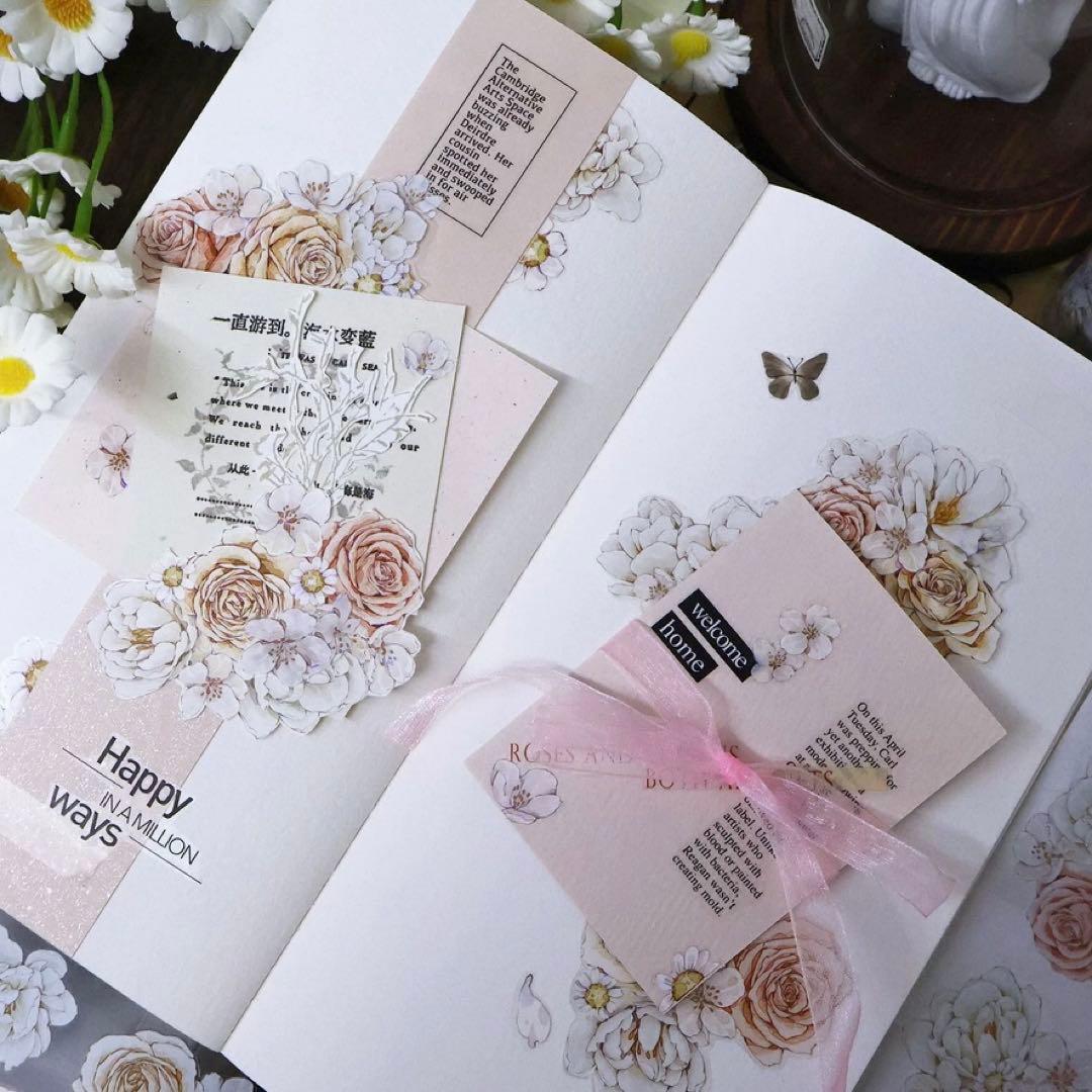 贝壳银 柔花庭 ダイカット加工 5.5m×5m 海外マスキングテープ　海外マステ