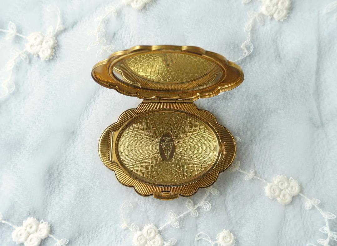 1950 KIGU 英国ヴィンテージ すみれの描かれたコンパクトミラー