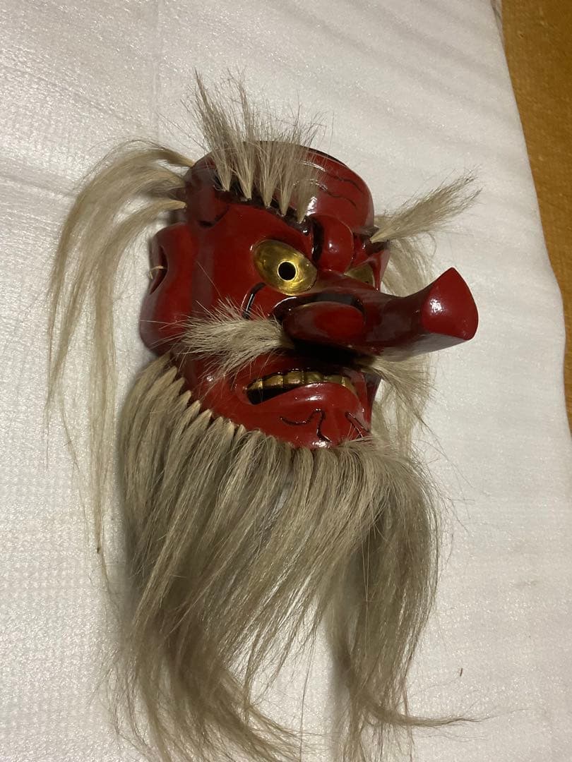 岡山神楽面／備前神楽・木面。【地元の有名な彫り師の作品となっています】。