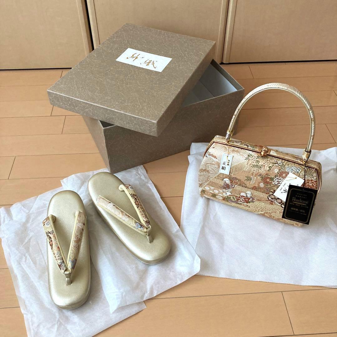 沙織 正絹西陣織 高級草履バック セット 日本製 Mサイズ