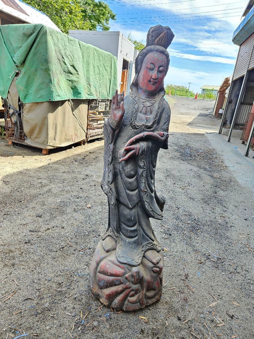 木製仏像風彫刻 約123cm