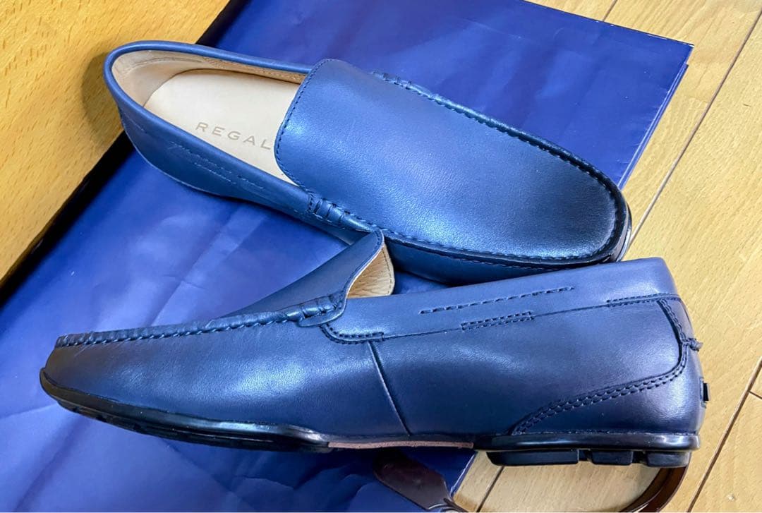 最終値下新品リーガル革スリッポンシューズイタリアンレザー25ドライビングネイビー
