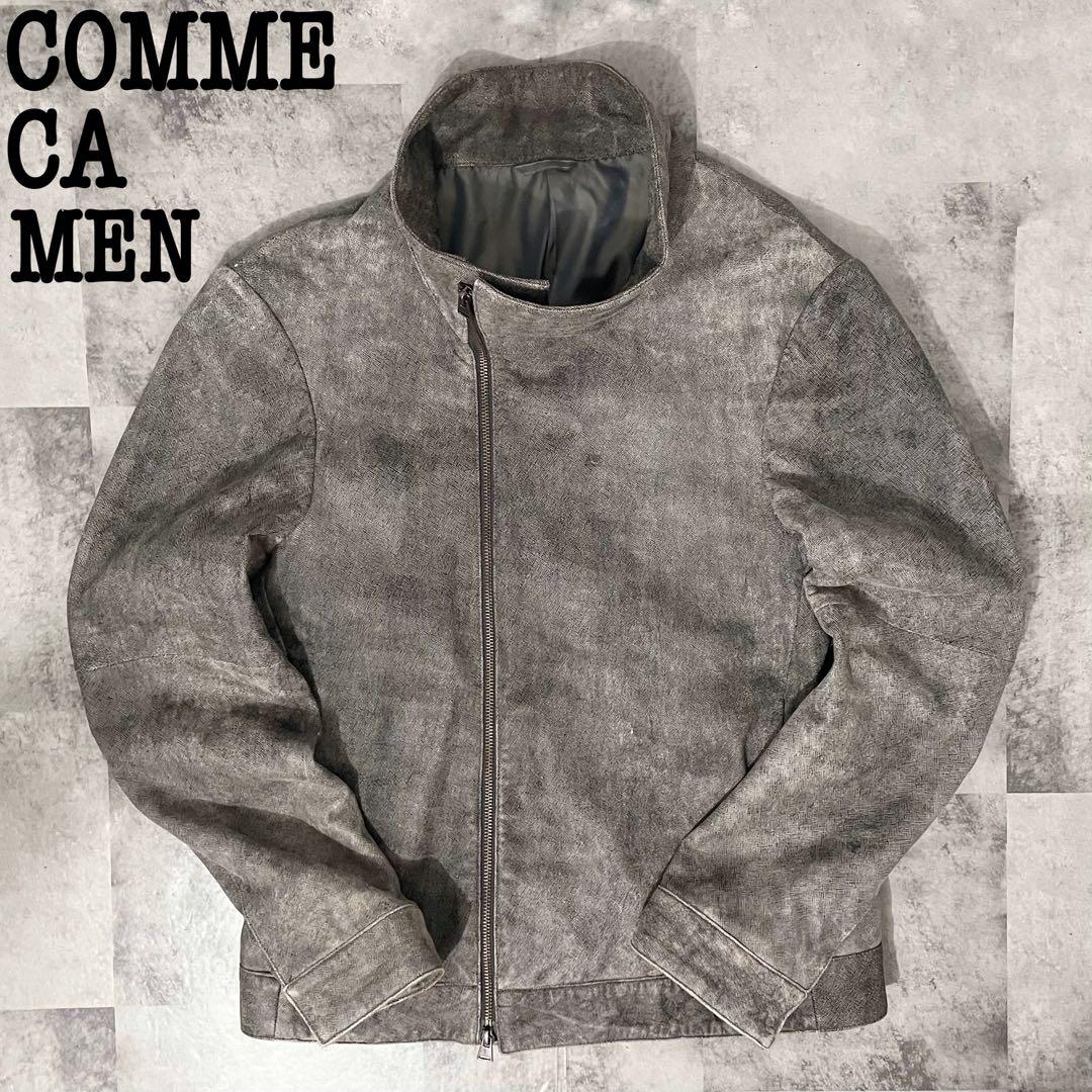 COMME CA MEN レザー ブルゾン ジャケット デニム デザイン 羊革