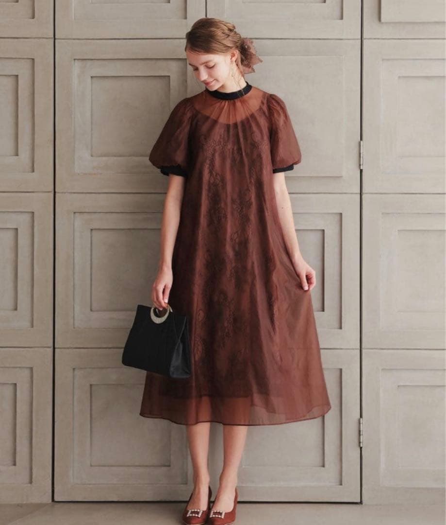 ク★新品★ドリードール　Aラインシアードレス　ブラウン　M
