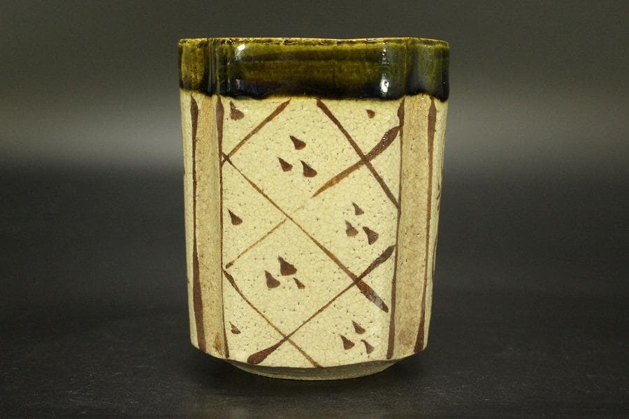 織部焼 筒 向付 瓢箪文様(メ1736)