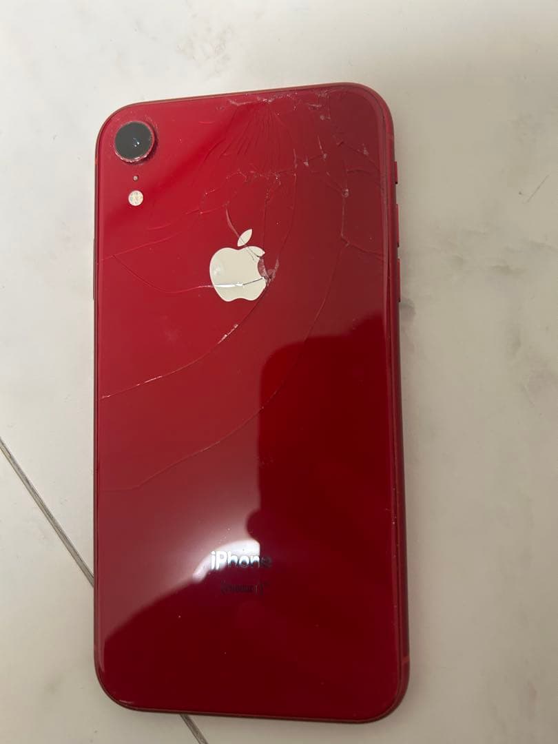 iPhone XR 64GB レッド 背面ガラス割れあり／動作確認済