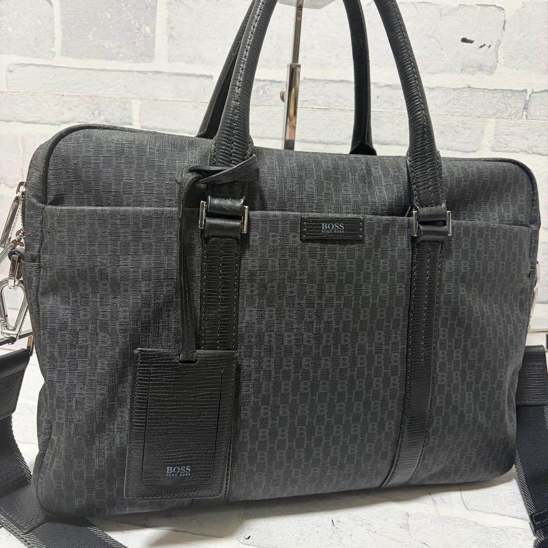 ヒューゴボス 2way ビジネスバッグ A4収納可 オールレザー ブラック