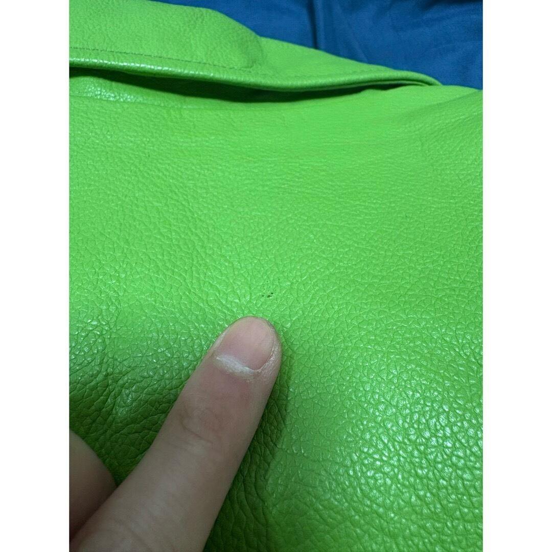 vintage 90s イグアナグリーン 短丈 オーバーサイズレザージャケット