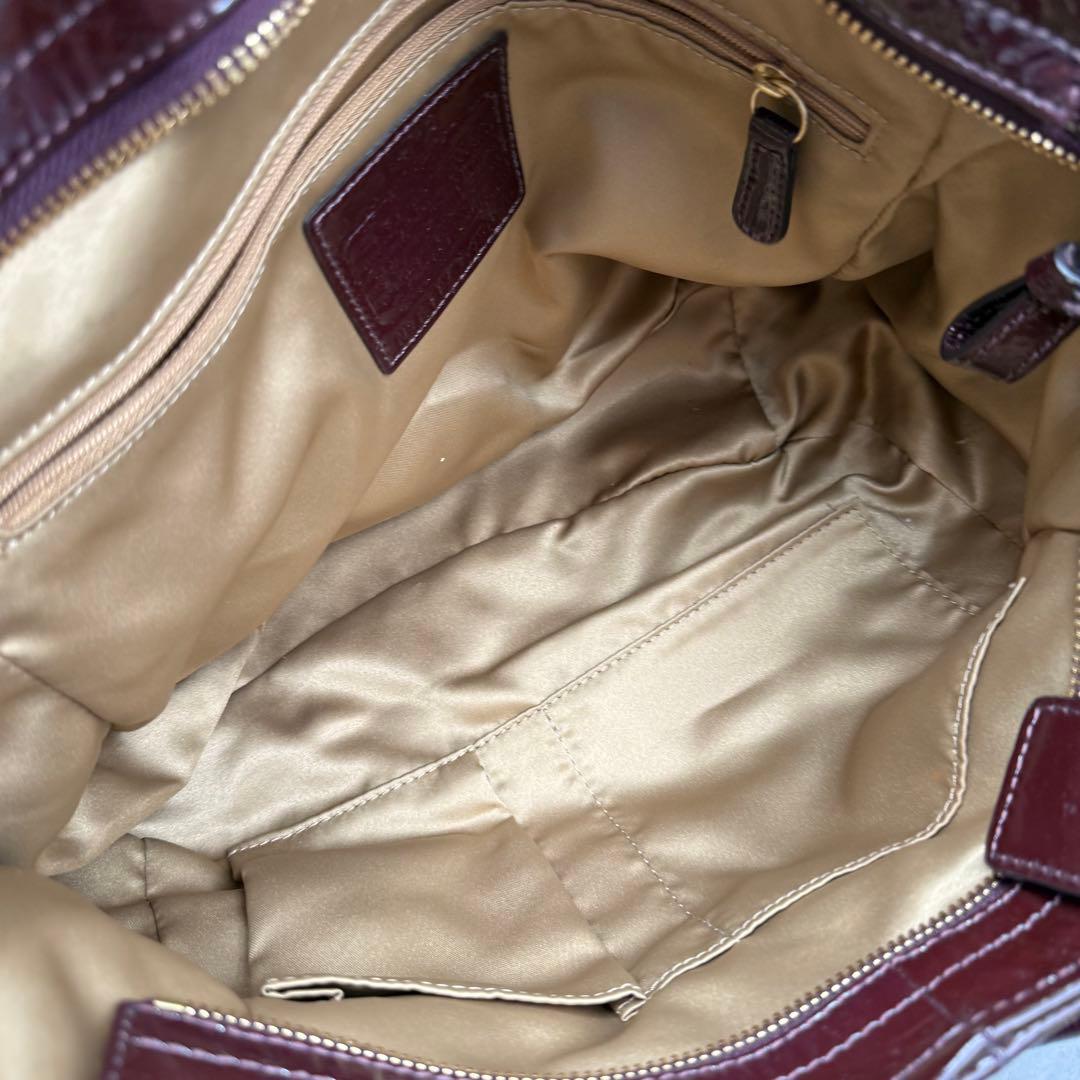 コーチ マディソン ハンドバッグ エナメル ボルドー 18610