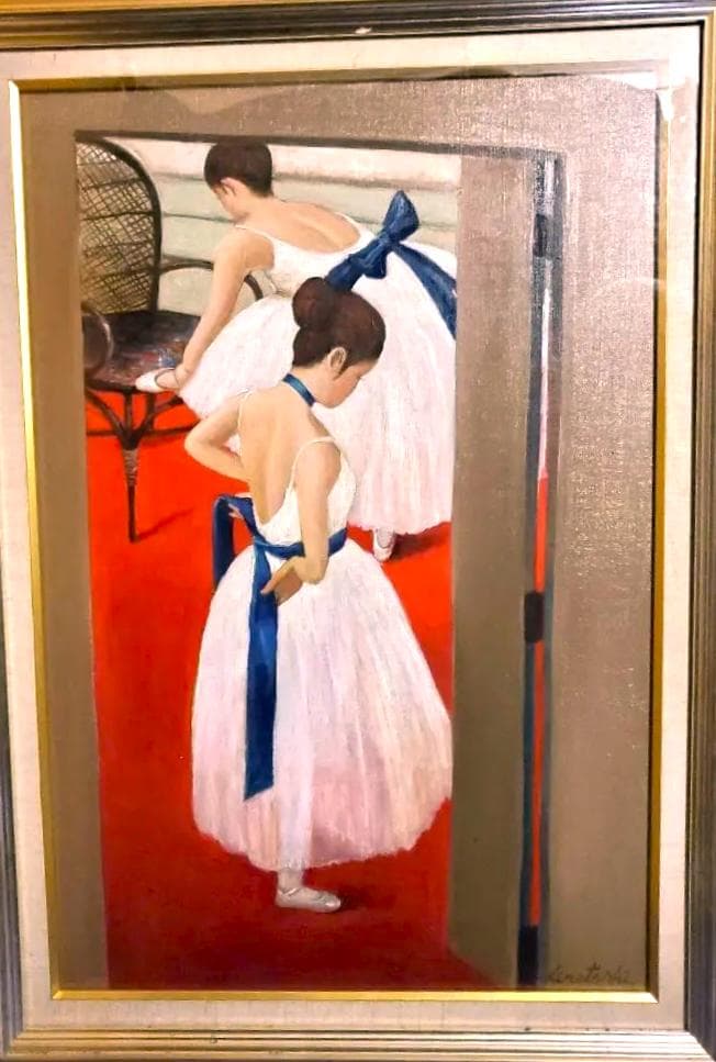 伊東熙寿作 油彩画 金色フレーム