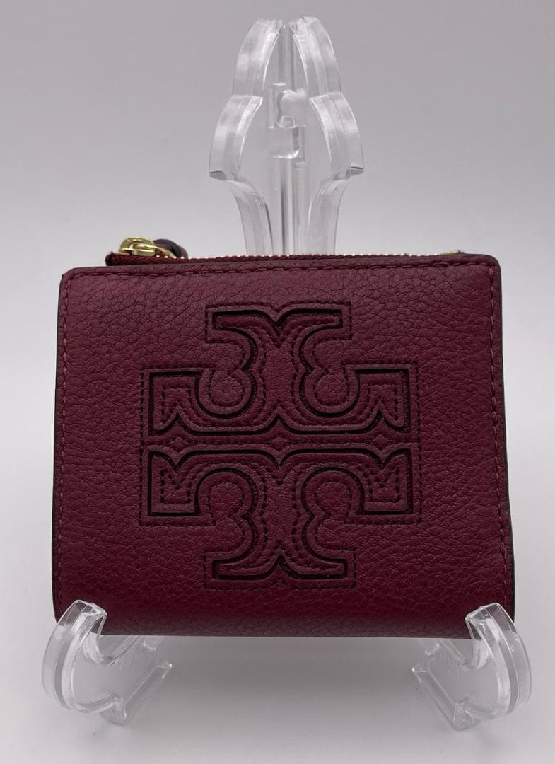【未使用品】トリーバーチ二つ折りミニ財布ボルドー【箱/保存袋無し