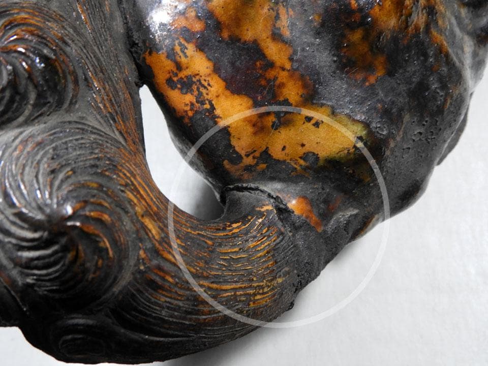 ●傑作 備前 古備前 唐獅子 備前焼 信楽焼 在銘 修復跡 縁起物 高さ21㎝