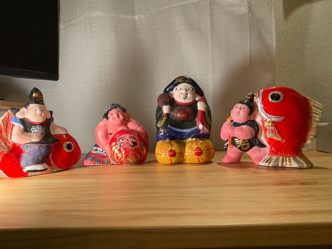 土雛 中野土人形 4体セット 【奈良久雄】 うち1体サイン入り！