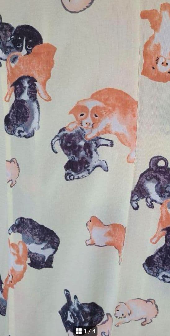 岡重 犬柄 セオアルファ素材浴衣