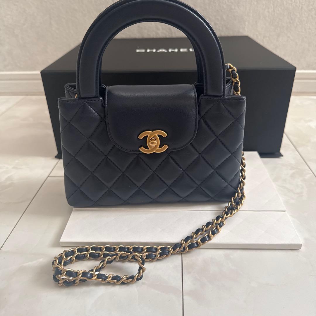 シャネルケリー　CHANELミニショッピングバッグネイビー