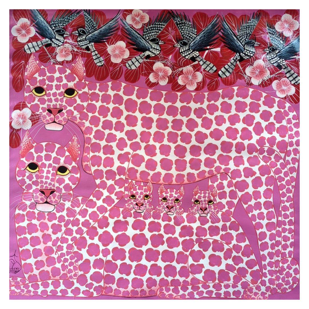 『 Pink Leopard family 』by Zuberi 60*60cm