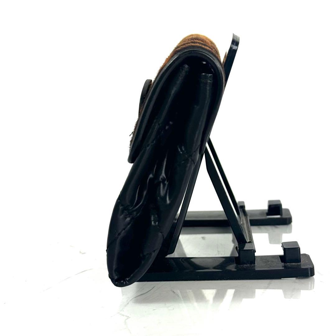 【美品】ドルチェアンドガッバーナ　財布　フラップ　レオパード　ナイロン　ハラコ