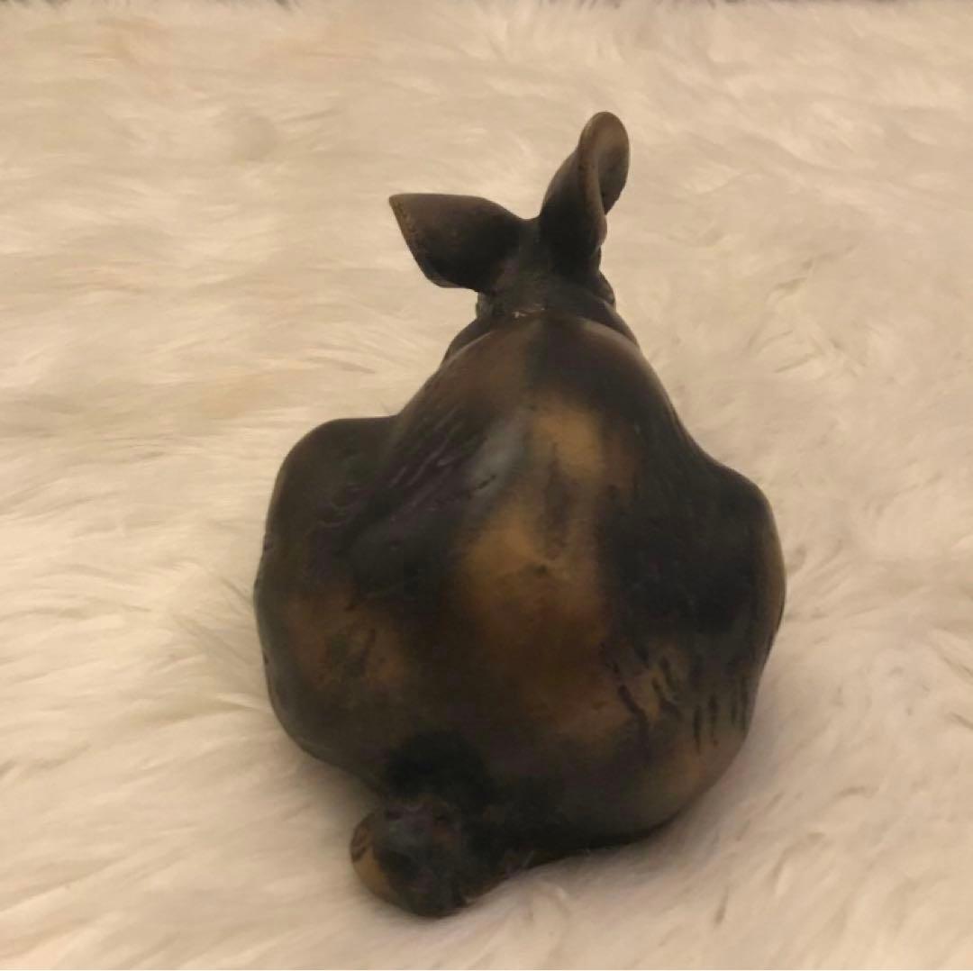 【 超希少 】青銅兎置物 一対 有名作家 作 ? ・兎 うさぎ ブロンズ 像
