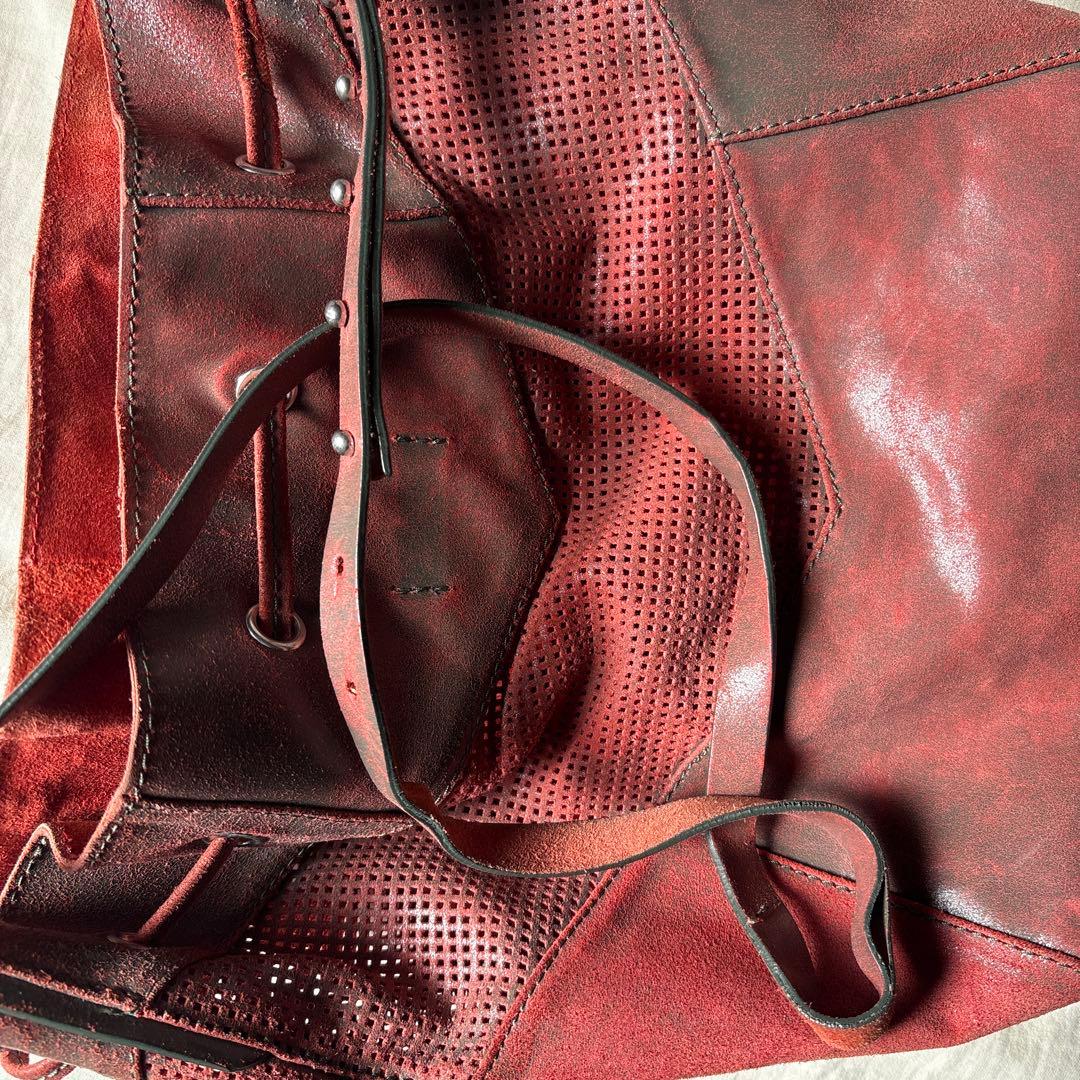 ディーゼル　diesel クラッシュレザー　レッド　ショルダーバッグ　ポーチ付き