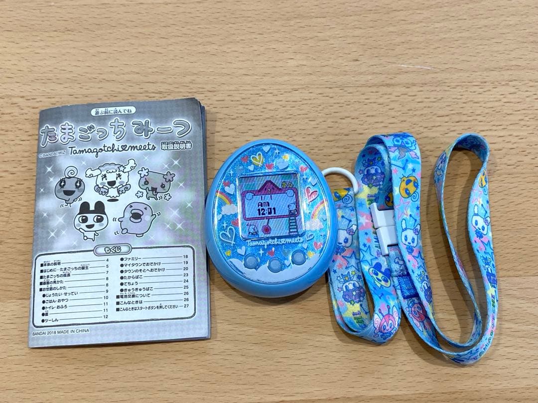 【動作確認済み】たまごっちみーつ ブルー ハート柄 説明書付きBANDAI