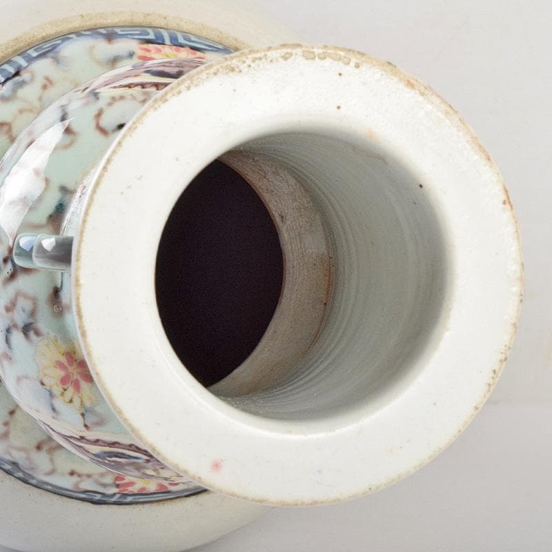 中国　大清光緒年製款　粉彩　漢詩仕女文　双耳瓶　時代箱付　M　R9316B