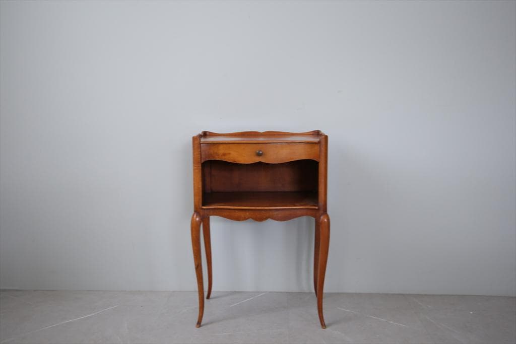 フランスアンティーク猫脚ナイトテーブル/木製キャビネット机飾り棚(82-14)