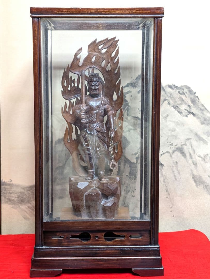 不動明王　彫刻　木彫り　オブジェ　 骨董品　アンティーク　レトロ