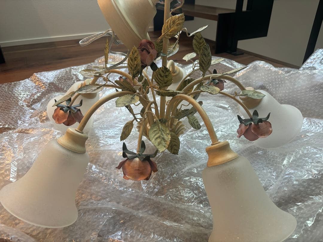 【美品】大塚家具 輸入シャンデリア シーリングライト バラ アンティー