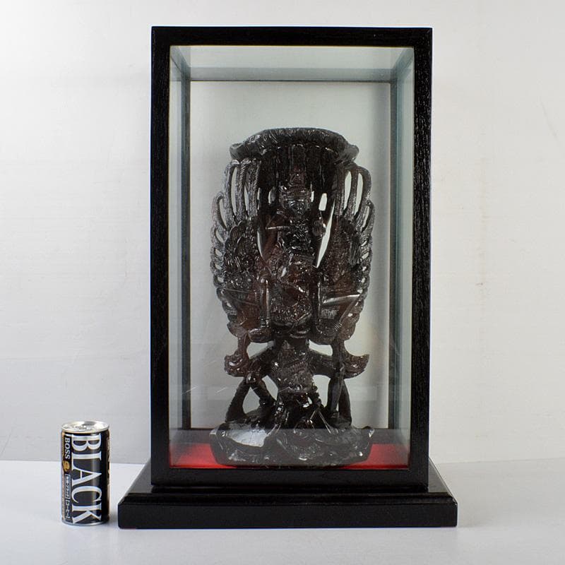 バリ島　インドネシア　木彫　ガルーダ　置物　ガラスケース付　V　6070C