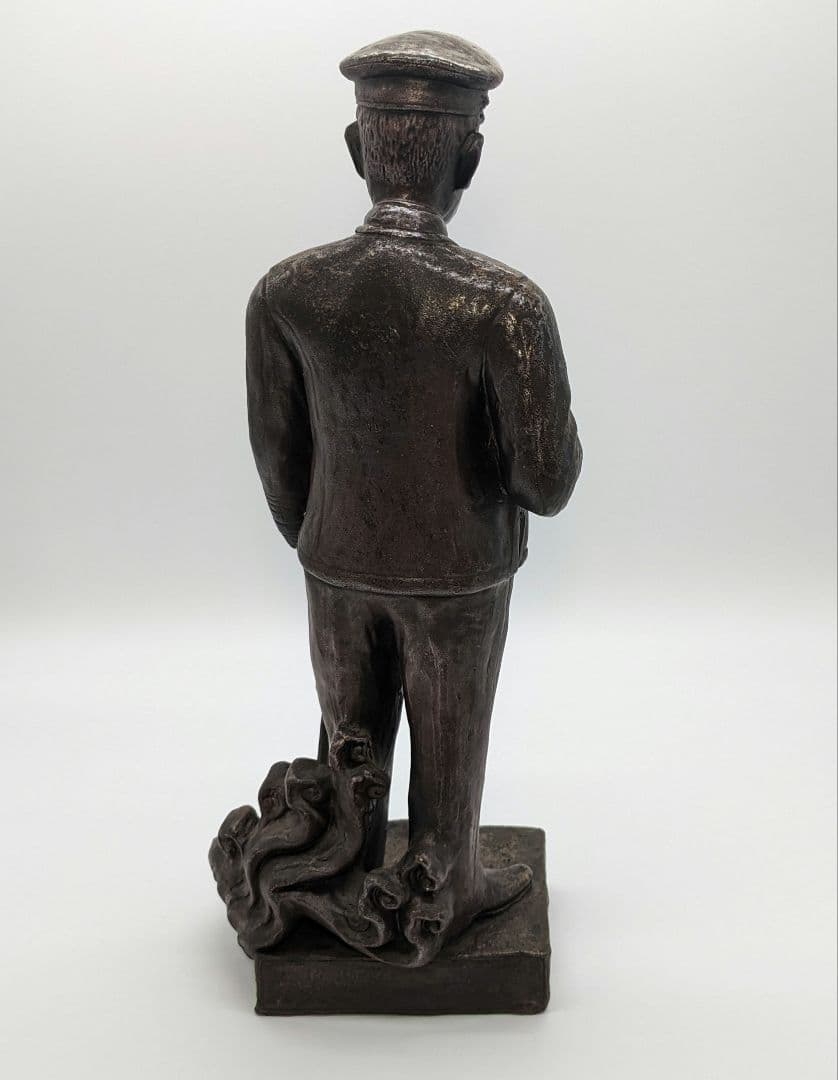 藤原陶斎 備前焼 東郷平八郎像 合箱 陶像 日露戦争 置物 細工物 藤原陶斉