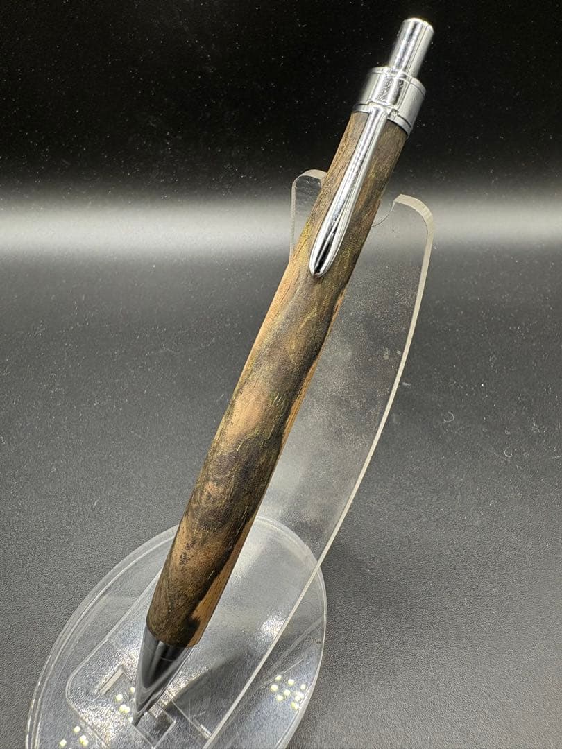 519 黒柿　孔雀杢　木軸シャーペン　ボールペン　細軸