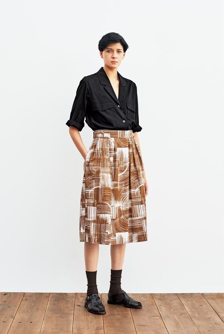 【新品】マーガレットハウエル ブラシペイントのプリントスカート