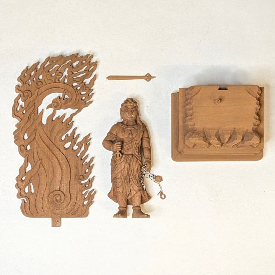 【セール・新品】 不動明王　上彫　紅檀　総高さ約23.5㎝　仏像　お不動様