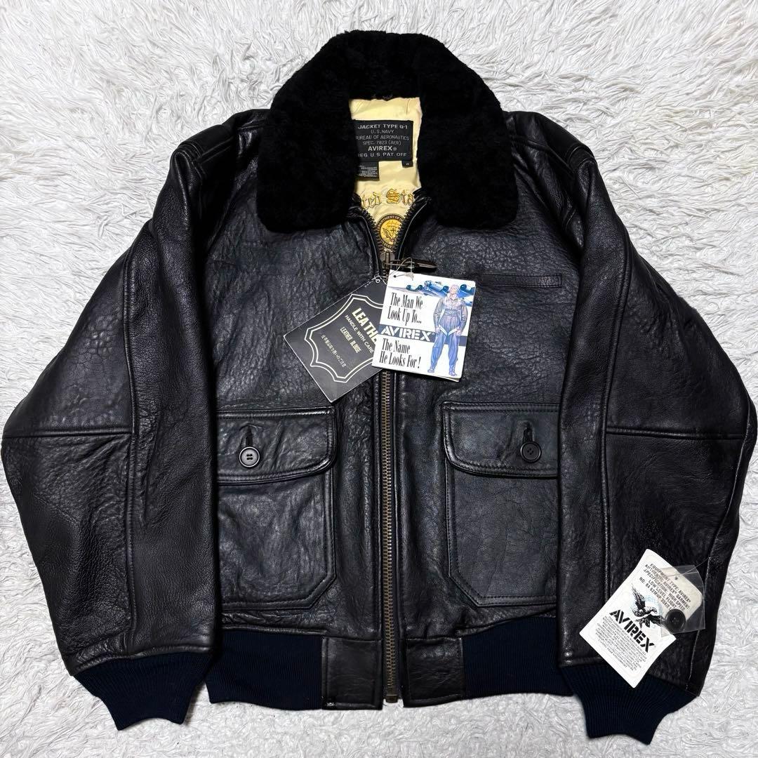 【新品未使用】AVILEX 7823 G1 ボア付きフライトジャケット ブラック