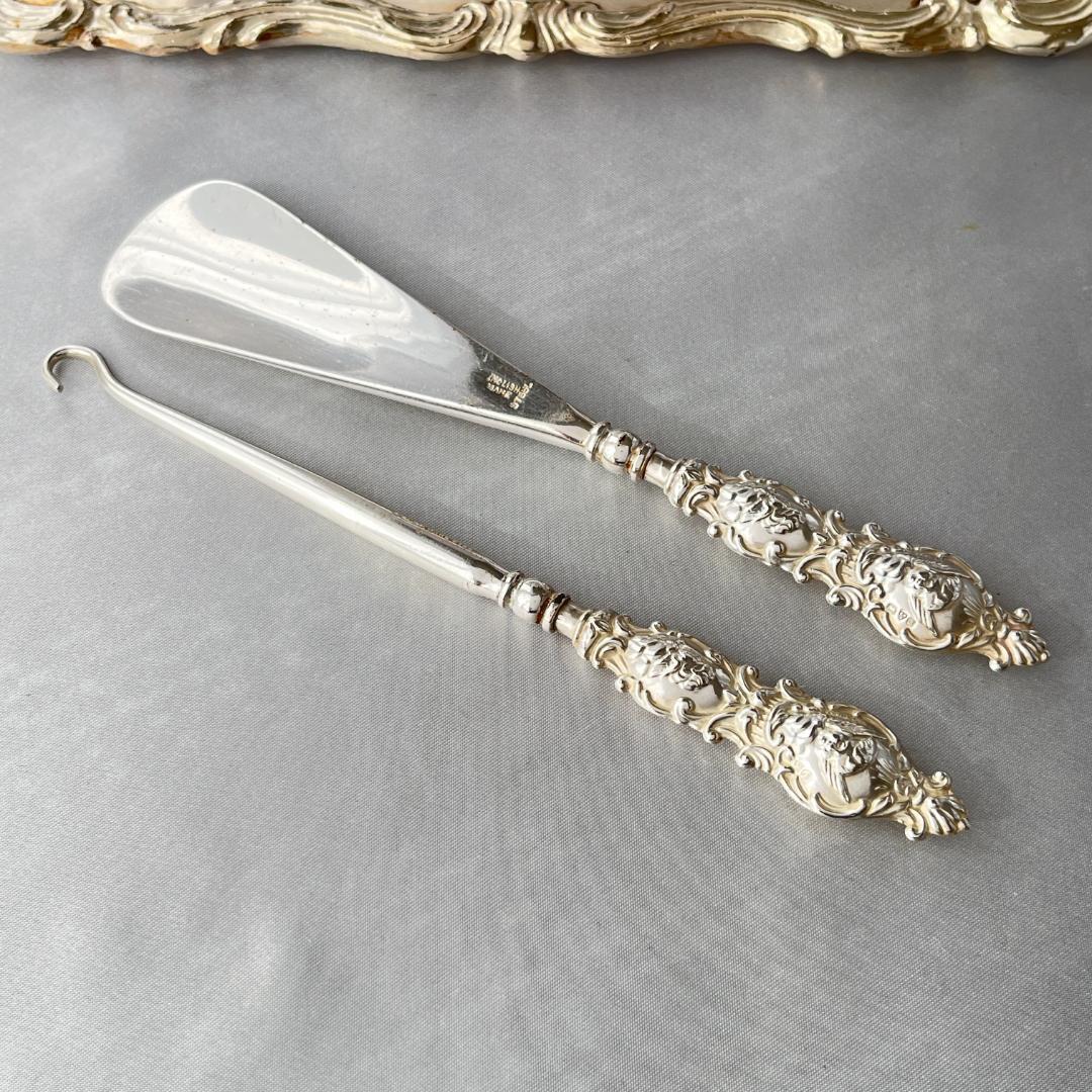 【Adie & Lovekin】【純銀ハンドル】 天使の靴べら / ボタンフック