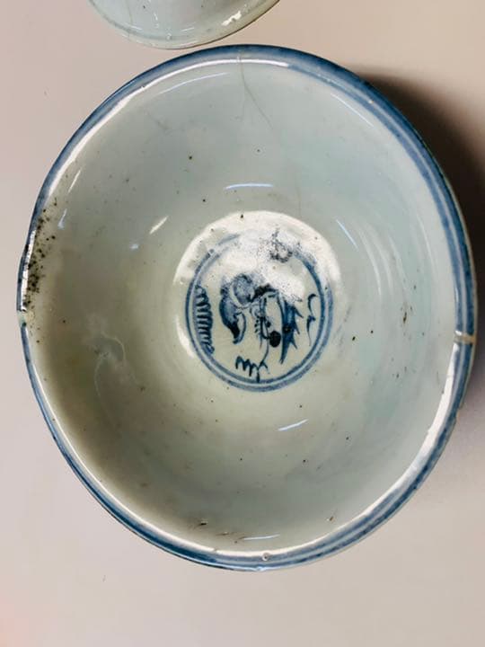 中国明時代早期と晩期染付お茶碗各1点（まとめ)