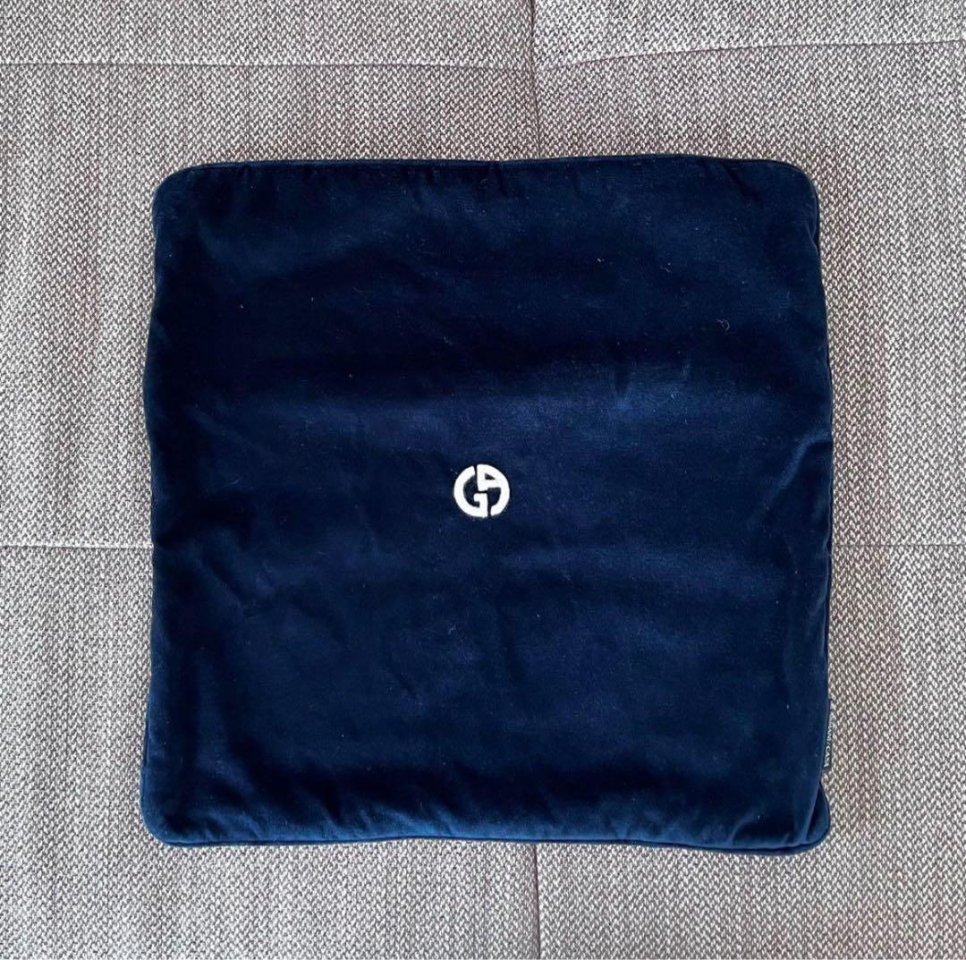 2個アルマーニカーザ ARMANI/CASA ベロアクッションカバー/紺ネイビー