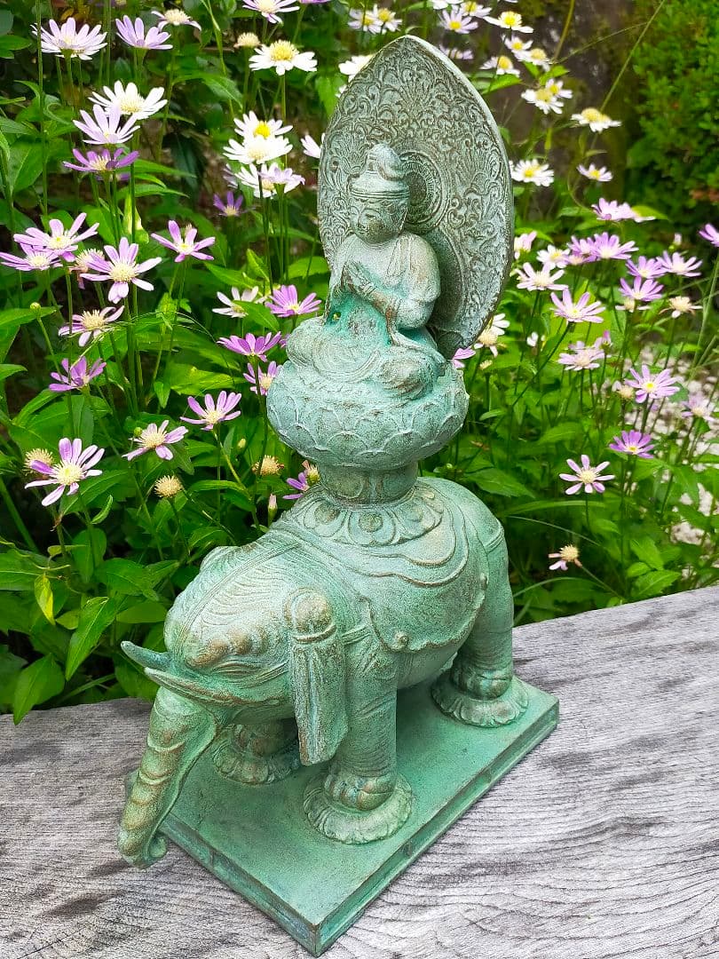 ♥☆彡　銅製　普賢菩薩像　仏像　5,4kg　骨董　観音様　観音像　仏壇　仏具