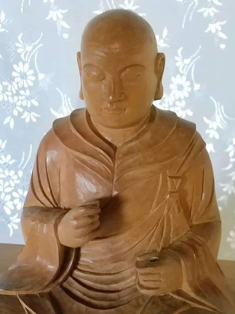 僧形坐像 法然上人坐像 #074 ◆白檀 木彫 仏像