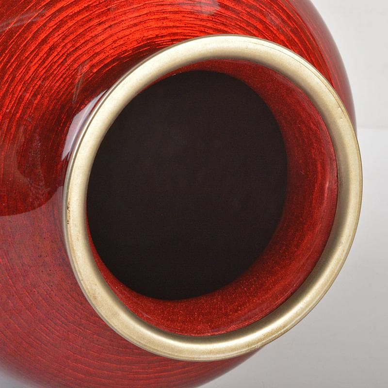 七宝焼　安藤七宝店　透釉　菊文　花瓶　V　R6959